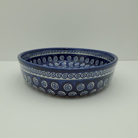 Polish Pottery Cobalt Swirl Oval Baker Zaklady Ceramiczne Oval Serving Dish - Picture 5 of 11
